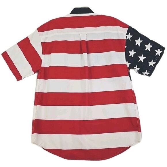 Vntg. American Flag Short Sleeve Buttons Shirt~Mens Size L~Sun River Clothing Co - Picture 7 of 11